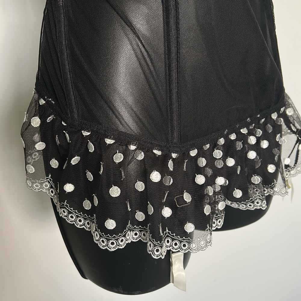 🆕 VICTORIA’S SECRET Black Bustier Corset Polka Dots Garters NWT Size 36D - Picture 4 of 16